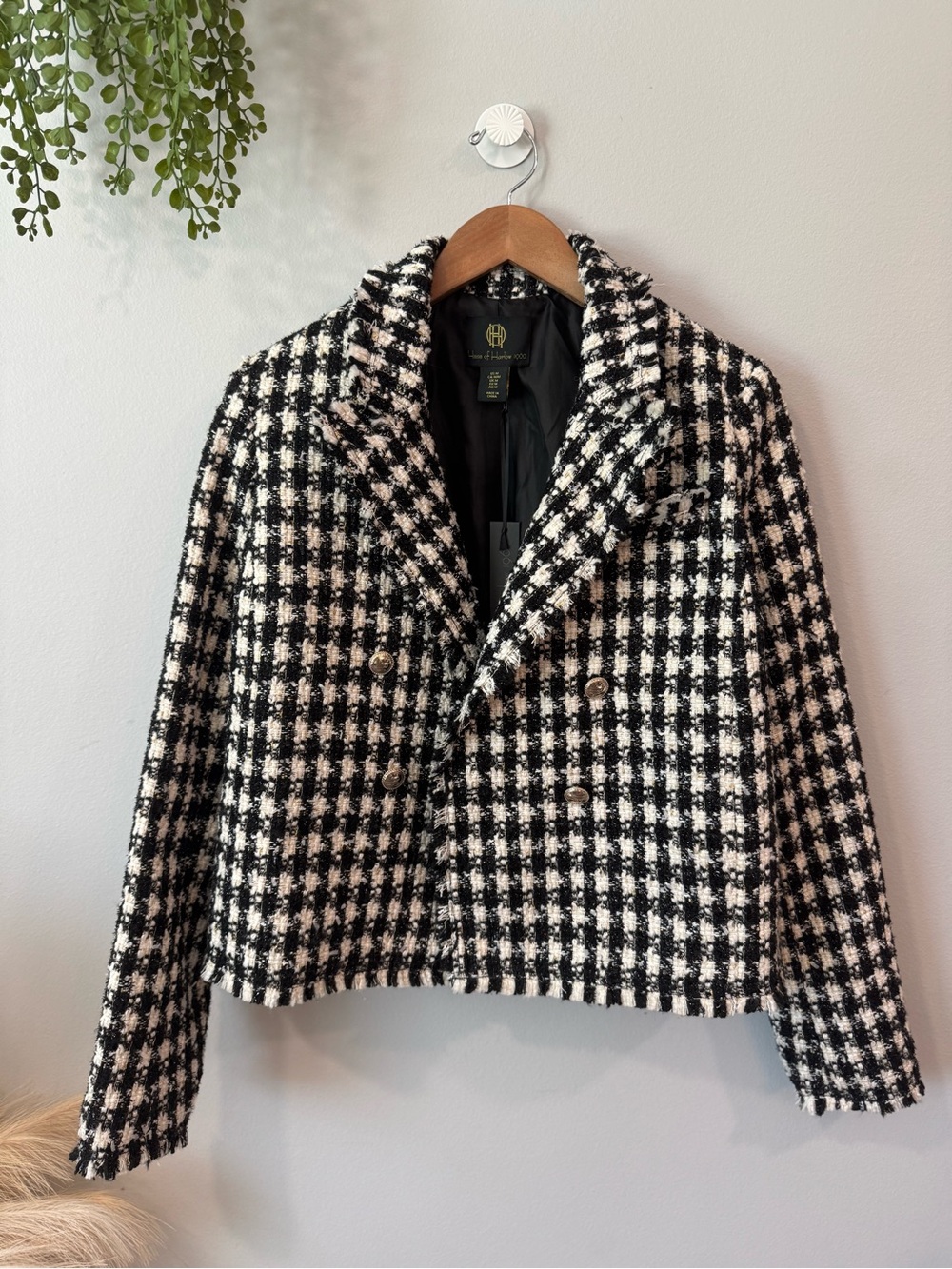 Nwt House of Harlow 1960 Black & White Tweed Blazer